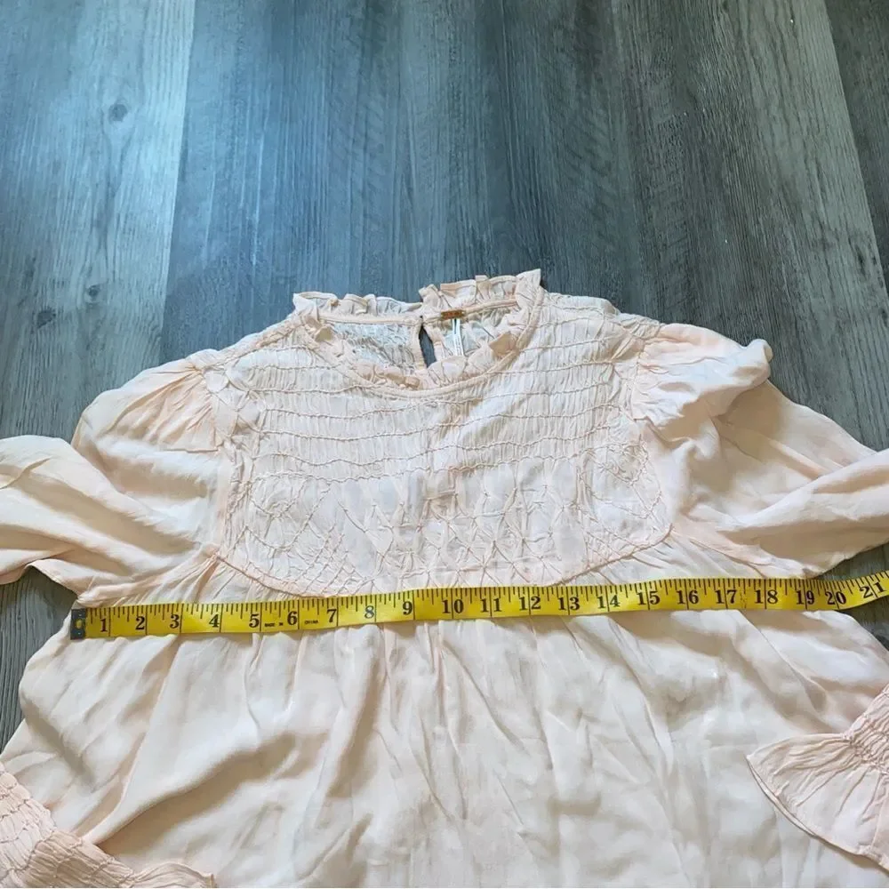 Free People Ruffle Blouse Pink Feminine XS Flowy Romantic